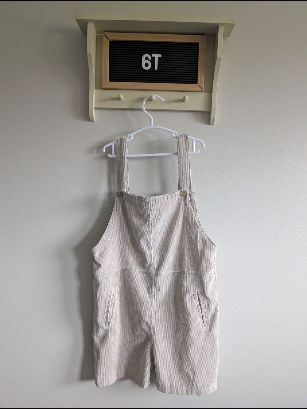 Kids Neutral Cream Lightweight Short Overalls Romper
